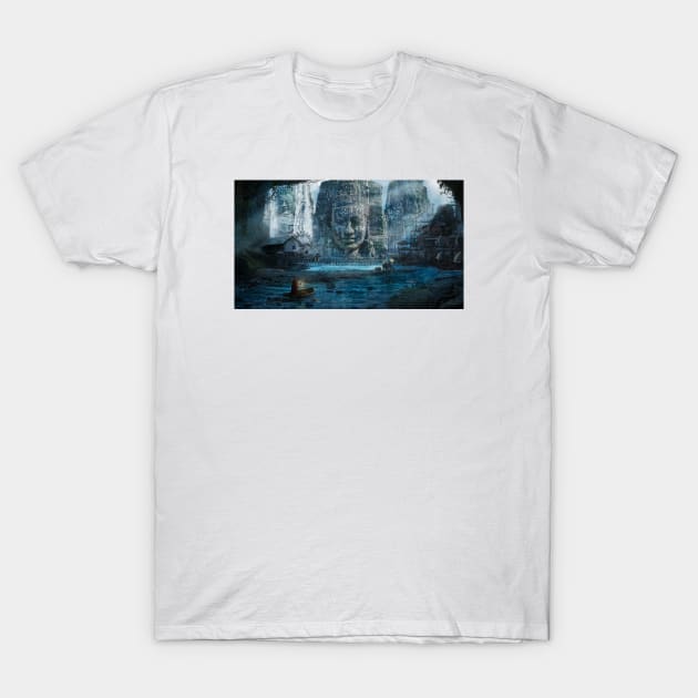 Misty Temple T-Shirt by Jendi Art